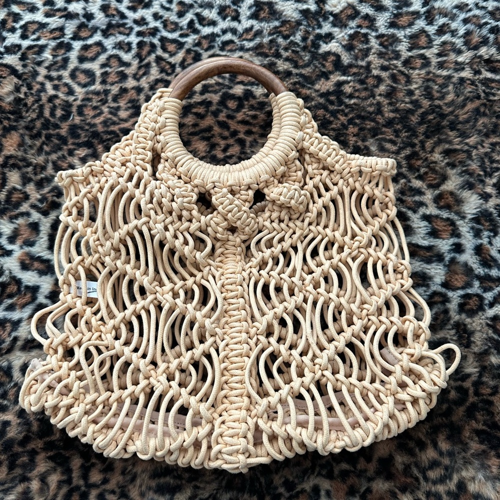 NWOT Free People Elegant Tan Woven Handbag